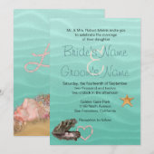 Strand Wedding Sandy Shore Einladung (Vorne/Hinten)