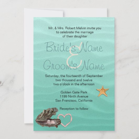 Strand Wedding Sandy Shore Einladung (Vorderseite)