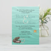 Strand Wedding Sandy Shore Einladung (Stehend Vorderseite)