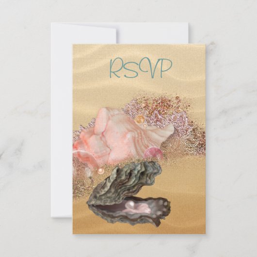Strand Wedding Sandy Shore RSVP Karte (Vorderseite)