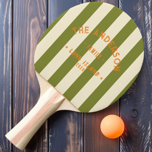 Strand-Weide Grün-Gestreift & Familienname Tischtennis Schläger