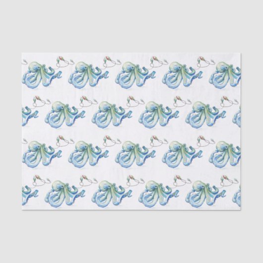 Strand-Weihnachten Blau Seidenpapier (Vorderseite)