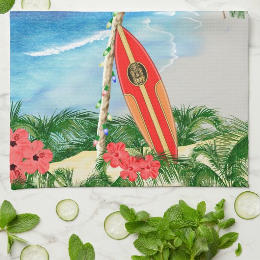 Strand-Weihnachten Geschirrtuch (Gefaltet)