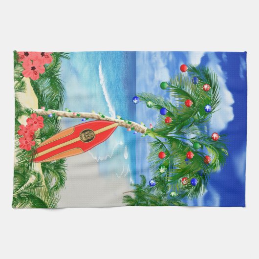 Strand-Weihnachten Geschirrtuch (Horizontal)