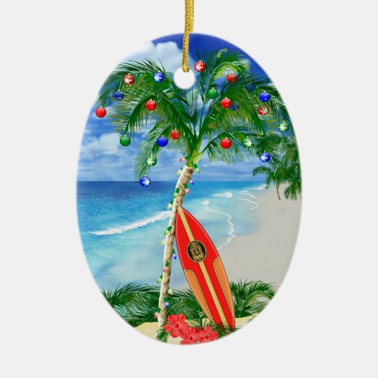 Strand-Weihnachten Keramikornament (Vorne)