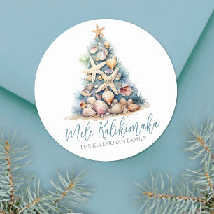 Strand Weihnachten Mele Kalikimaka Runder Aufkleber