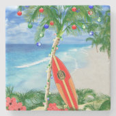 Strand-Weihnachten Steinuntersetzer (Vorderseite)