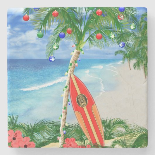 Strand-Weihnachten Steinuntersetzer (Vorderseite)