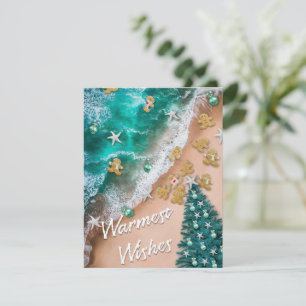 Strand-Weihnachts-Gingerbread-Flachnotizkarte Mitteilungskarte