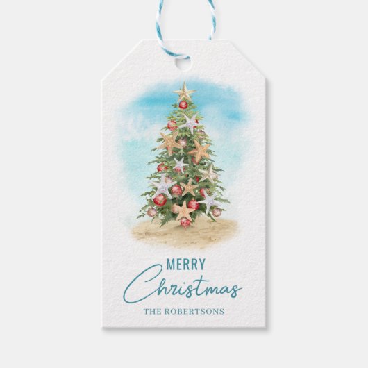 Strand-Weihnachtsbaum Küste Geschenkanhänger (Vorderseite)