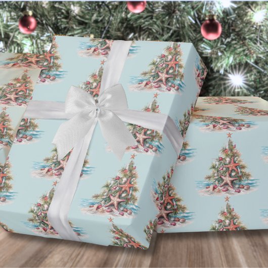 Strand-Weihnachtsbaum-Muster Geschenkpapier