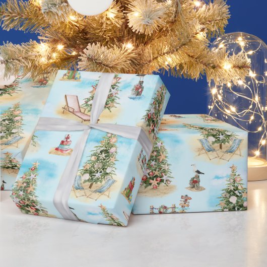 Strand-Weihnachtsbäume Geschenkpapier (Feiertage)