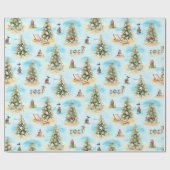 Strand-Weihnachtsbäume Geschenkpapier (Flach)