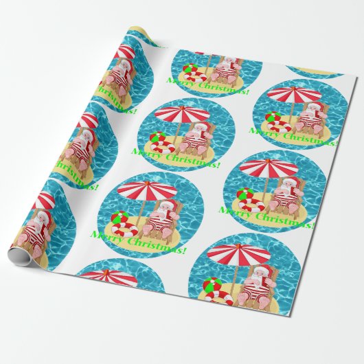 Strand-Weihnachtsmann Geschenkpapier (Ungerollt)