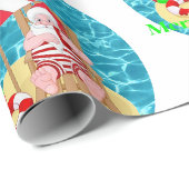 Strand-Weihnachtsmann Geschenkpapier (Rolleneckpunkt)
