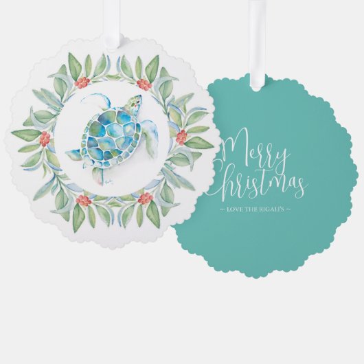 Strand Weihnachtsmeer Ornament Karte (Vorderseite/Rückseite)