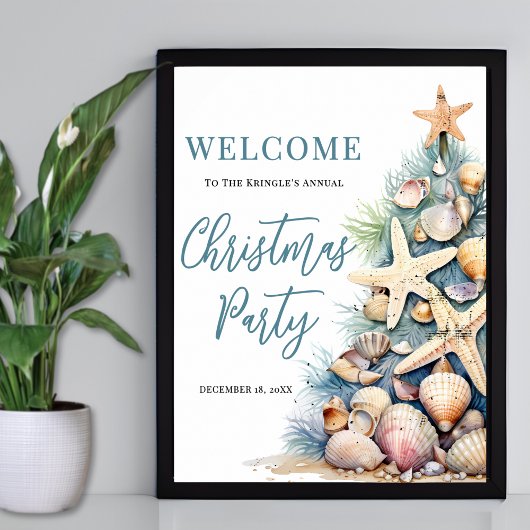 Strand-Weihnachtsparty Willkommen Poster