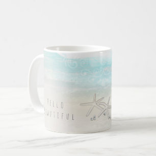 Strand Weißer Seestern Eleganter Sommer Chic Tropi Kaffeetasse