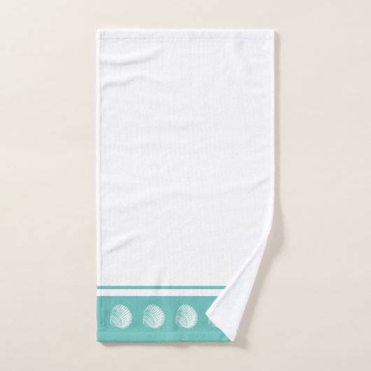 Strand-weißes Seashells-u. Seeglas-Küstengrün Badhandtuch Set (Handtuch)