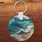 Strand Wellen und Sand Personalisierter Schlüssela Schlüsselanhänger (Rückseite)