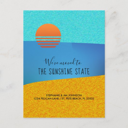 Strand Wir sind in den Sunshine Staat New Address Ankündigungspostkarte (Vorderseite)