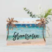 Strand wird Sie mein Trauzeuge Vorschlag Karte (Stehend Vorderseite)