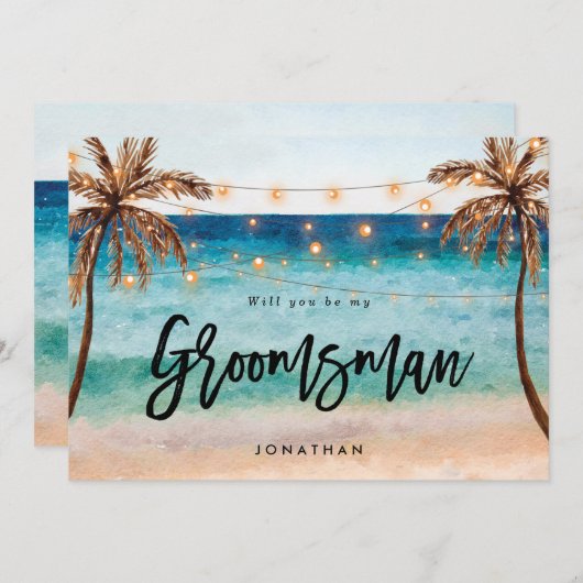 Strand wird Sie mein Trauzeuge Vorschlag Karte (Vorne/Hinten)