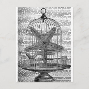 Strand Wörterbuch Druck Steampunk Vogelkäfig Seest Postkarte