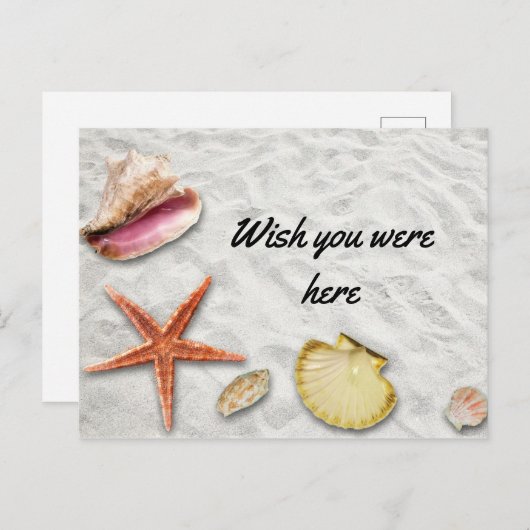 Strand wünscht Sie wären hier / Urlaub auf Reisen Postkarte (Vorne/Hinten)