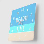 Strand-Zeit-moderne Ferien-Zuhause-Blau-Schablone Quadratische Wanduhr (Winkel)