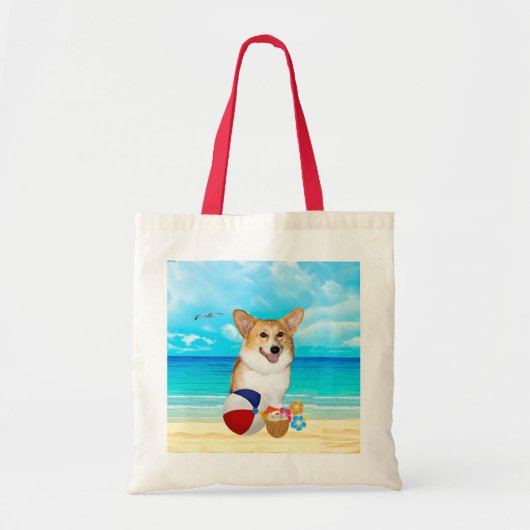 Strand-ZeitCorgi Tragetasche (Vorne)