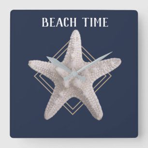 Strand-Zeitseestarfish-Wanduhr Quadratische Wanduhr