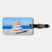 Strand, Zen Stones, Gold Tree Silhouette Gepäckanhänger (Rückseite horizontal)