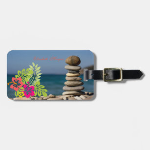 ,Strand, Zen Stones, Hawaiianischer Hibiskus Gepäckanhänger