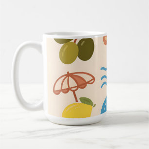 Strand Zitrone Sommer Kritzeleien Heitere Stimmung Kaffeetasse