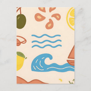 Strand-Zitronen-Sommer-Doodle Lustige Vibes Postkarte