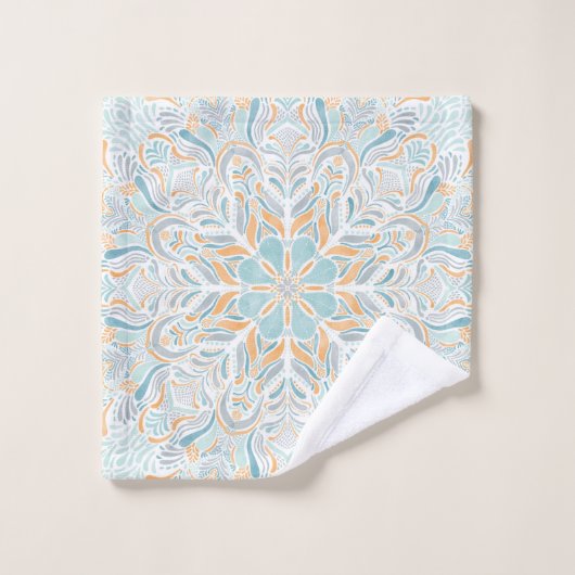 Strandabschnitt Wasserfarbe Mandala Badhandtuch Set (Waschlappen)