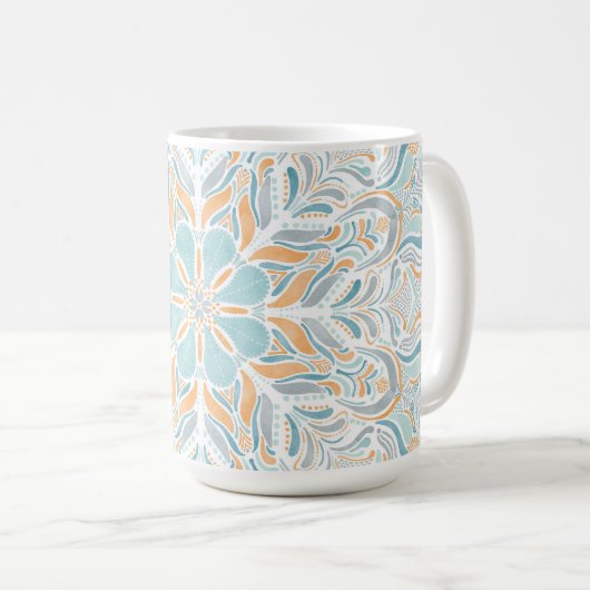 Strandabschnitt Wasserfarbe Mandala Kaffeetasse (VorderseiteRechts)