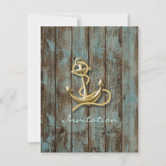 Strandanker aus blauem Dock Einladung (Vorderseite)