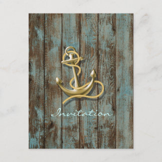 Strandanker aus blauem Dock Einladung