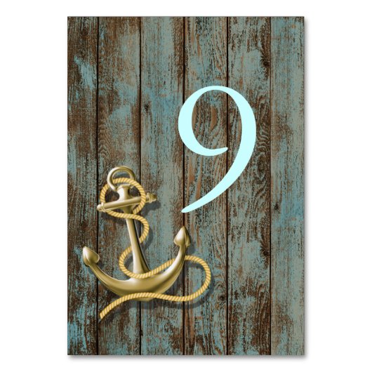 Strandanker aus blauem Dock Tischnummer (Vorderseite)