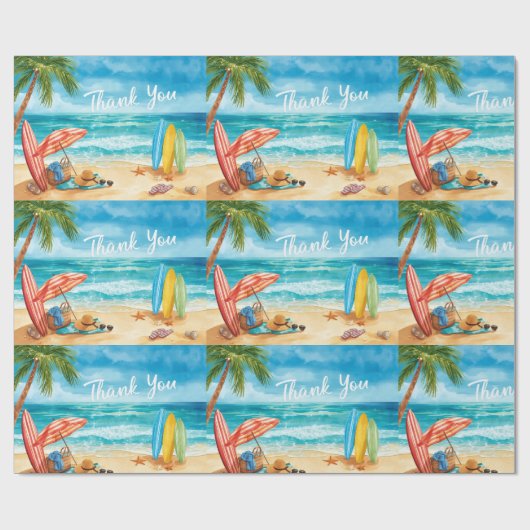 Strandansicht mit dem Text 'Danke' am Himmel Geschenkpapier (Flach)
