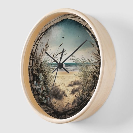 Strandansicht Rustikale Wall Uhr (Winkel)