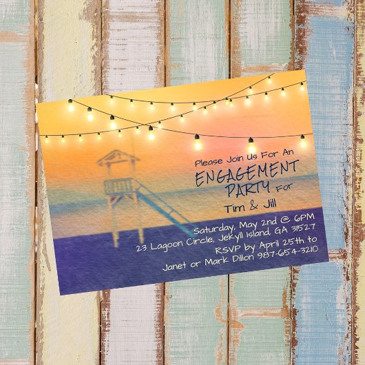 Strandansicht Strandfarbenzeichenbeleuchtung Einladung