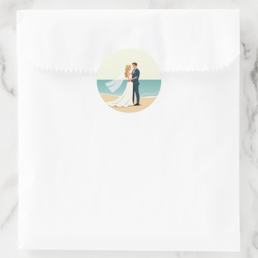 Strandaufkleber für Hochzeiten Runder Aufkleber (Tasche)