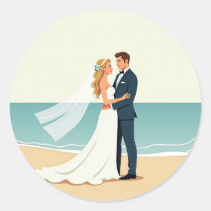 Strandaufkleber für Hochzeiten Runder Aufkleber