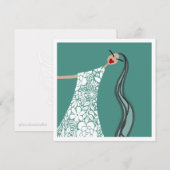 Strandbabe in weißen Blume Illustration Einladung (Vorne/Hinten)