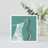 Strandbabe in weißen Blume Illustration Einladung (Stehend Vorderseite)