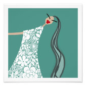 Strandbabe in weißen Blume Illustration Fotodruck (Vorne)