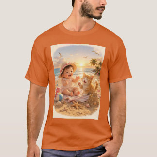 Strandbaby und Kätzchen Sandburgenfreude T-Shirt